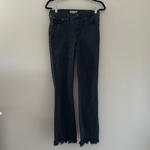Madewell Cali Demi-Boot Grey Wash Size 27 Tall Frayed Hem - Picture 2 of 11